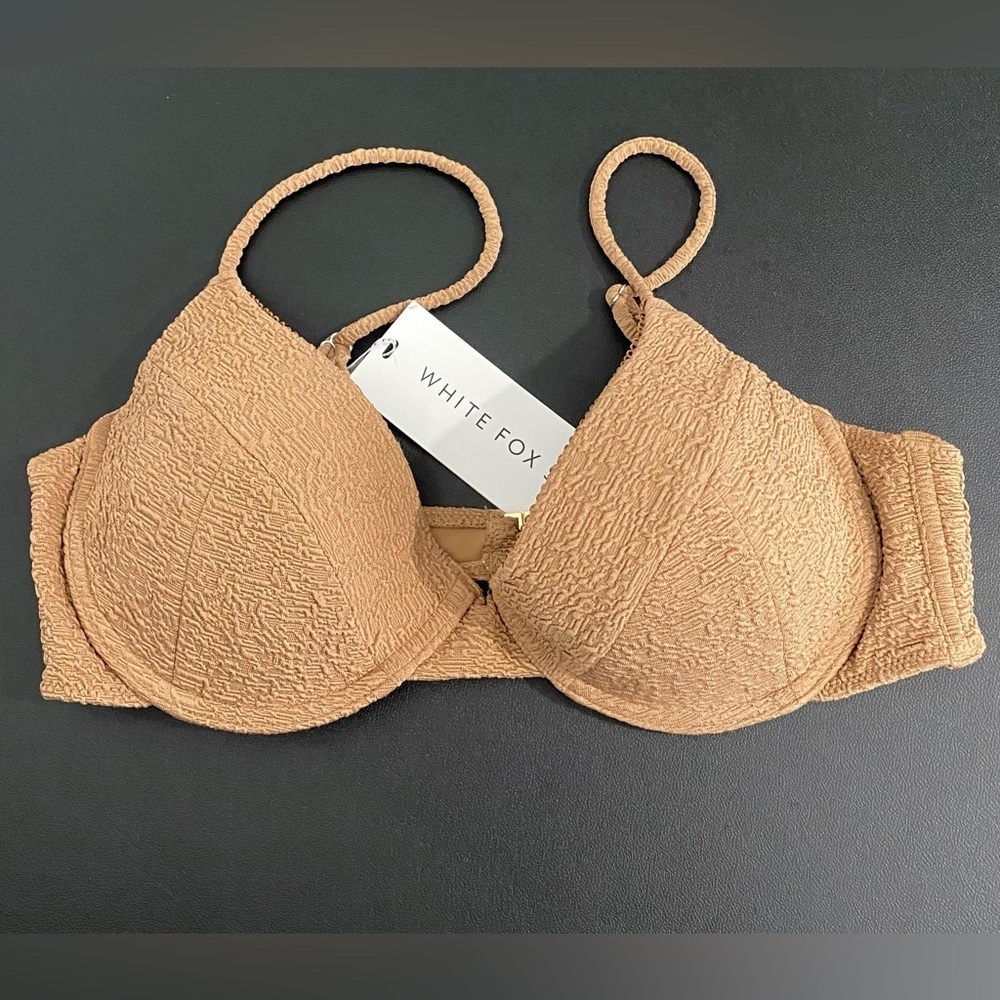 White Fox New Island in the Sun Underwire Bikini Top Mocha Tan Size XL - Picture 3 of 7